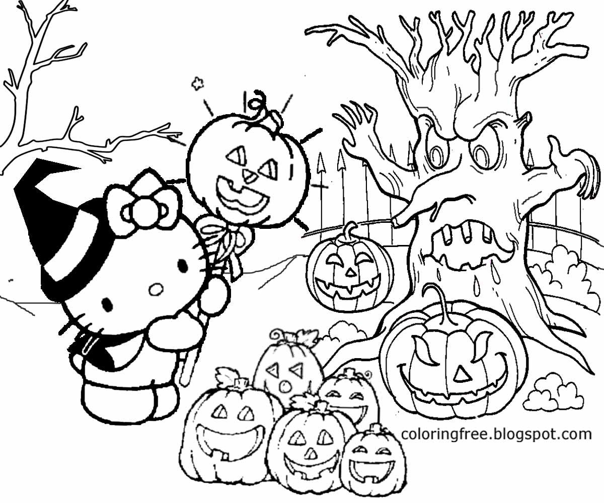Free Printable Hello Kitty Halloween Coloring Pages